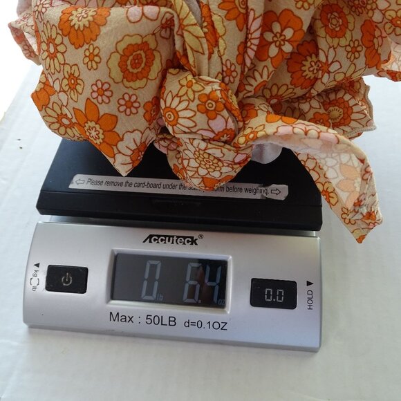 Floral Tie-Front Wide Sleeve Crop Cover-Up Jacket Women Size L Orange Retro Fall - Picture 11 of 11